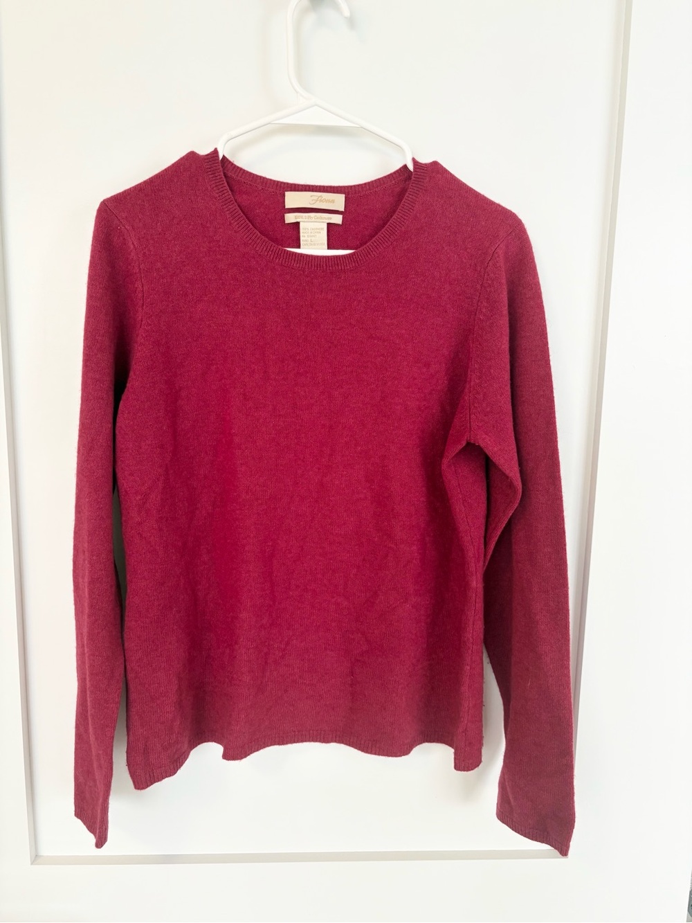 Fiona 100% 2-Ply Cashmere Sweater Burgundy Crewneck Pullover size large